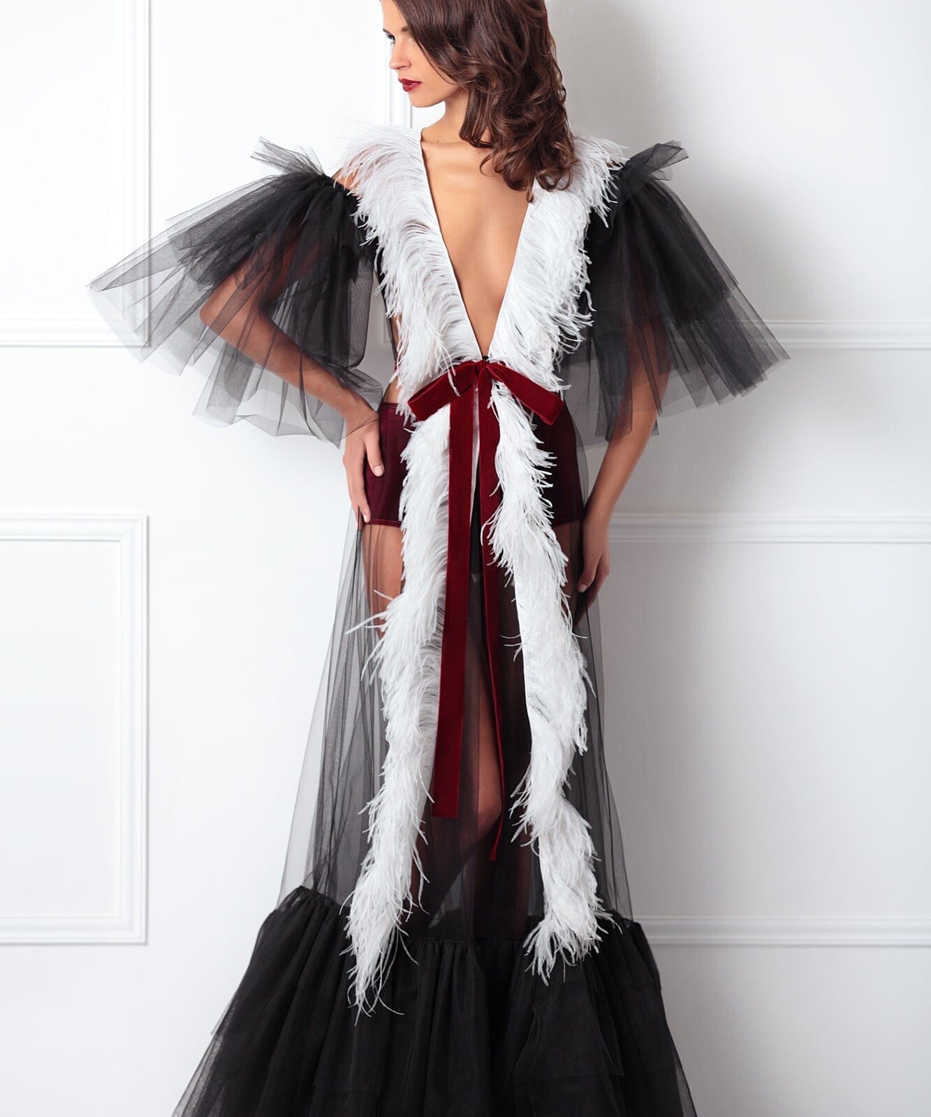  Black Royal Feather Robe Product Amoralle