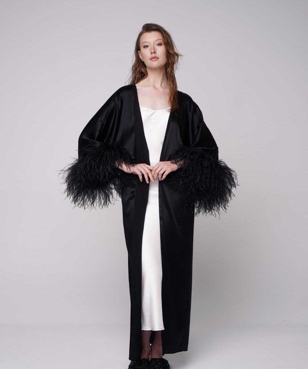  Black Silk Thalassic Robe Amoralle