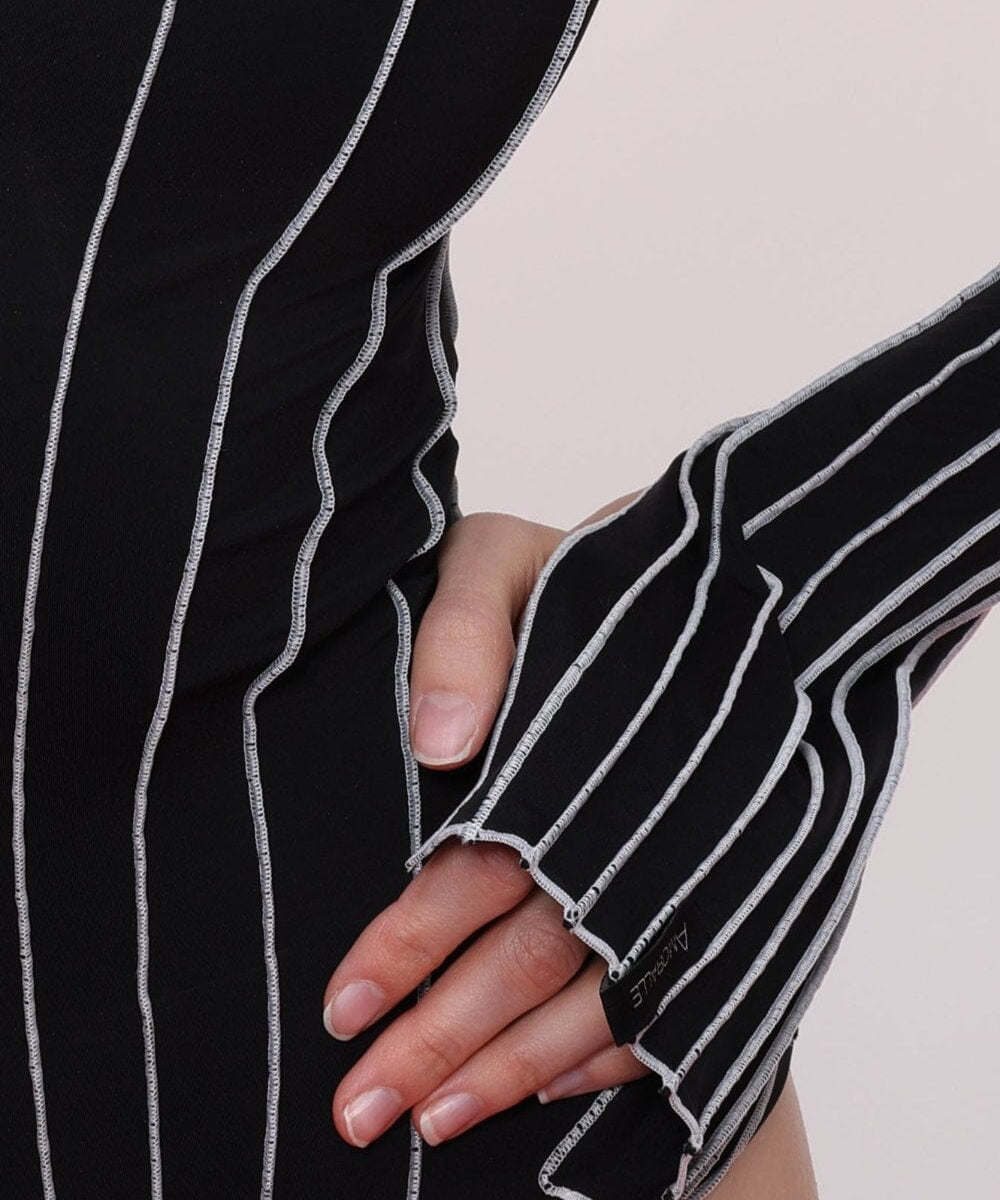  Black Stitch Detail Long Sleeve Bodysuit Product Amoralle