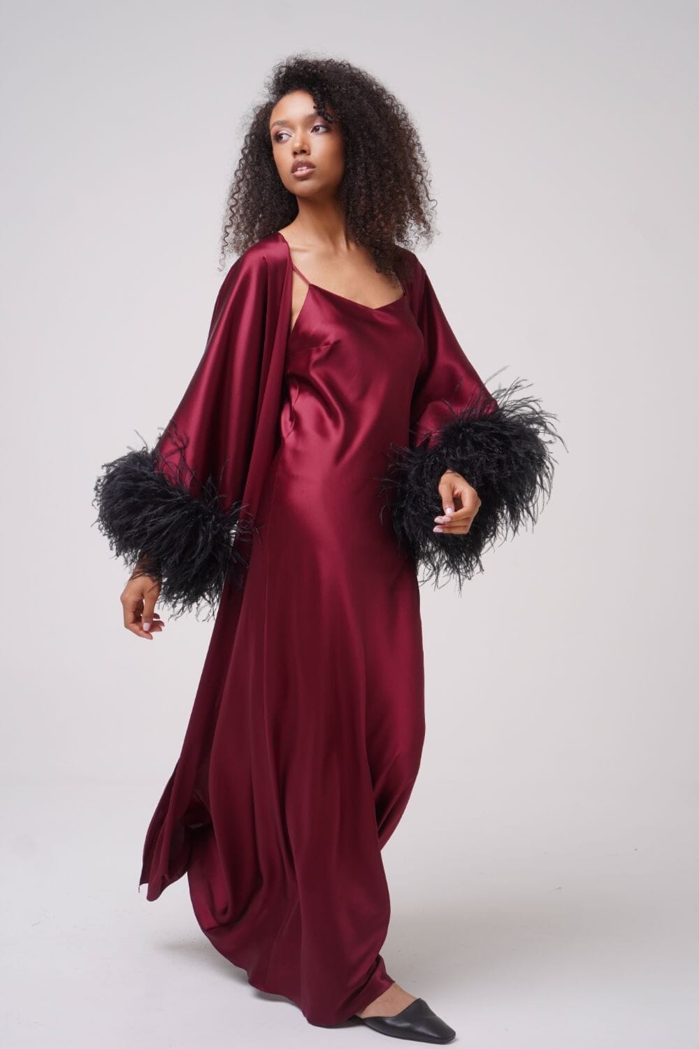  Burgundy Silk Thalassic Robe Amoralle