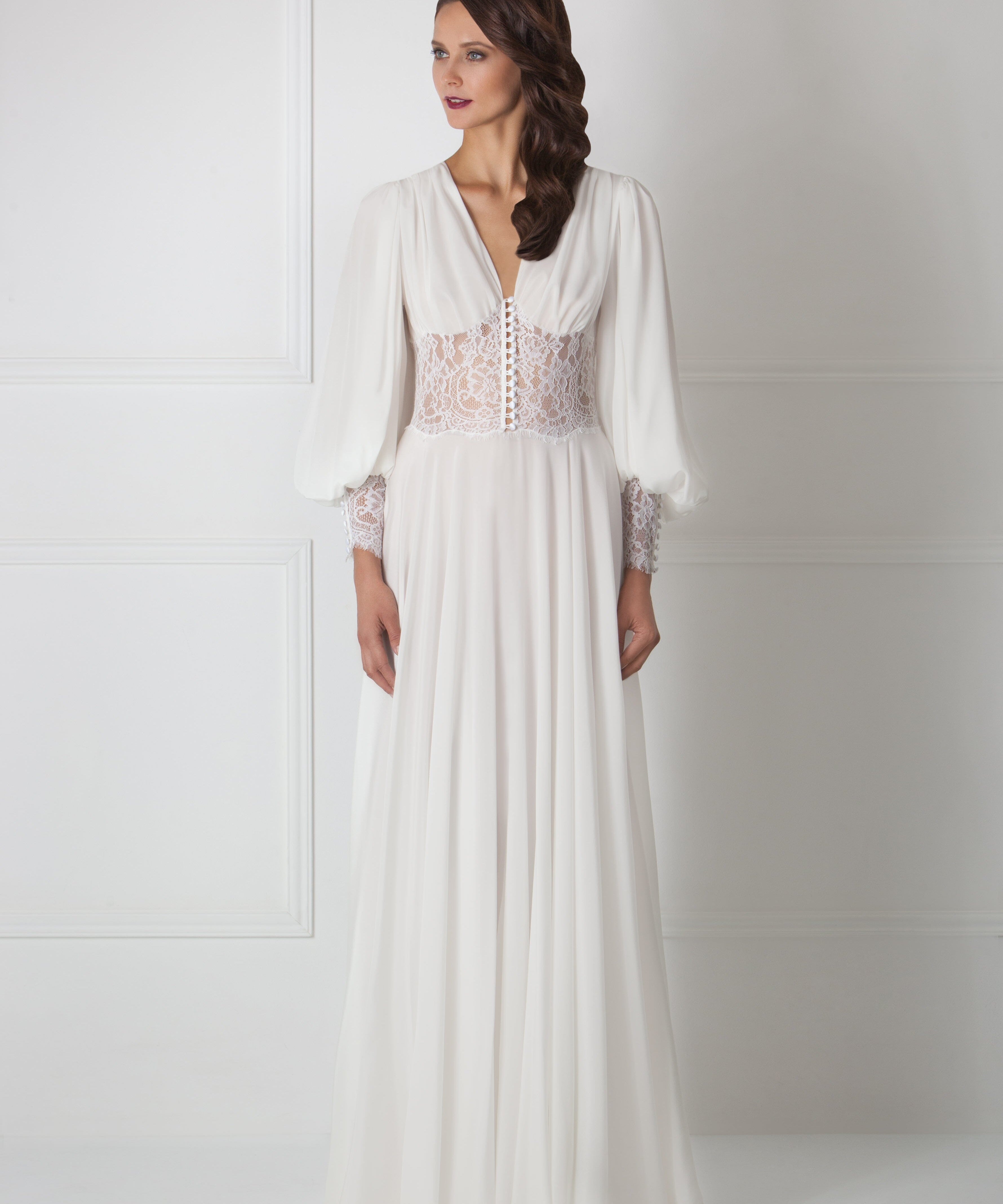  Gala Robe Silk Chiffon Lace Product Amoralle