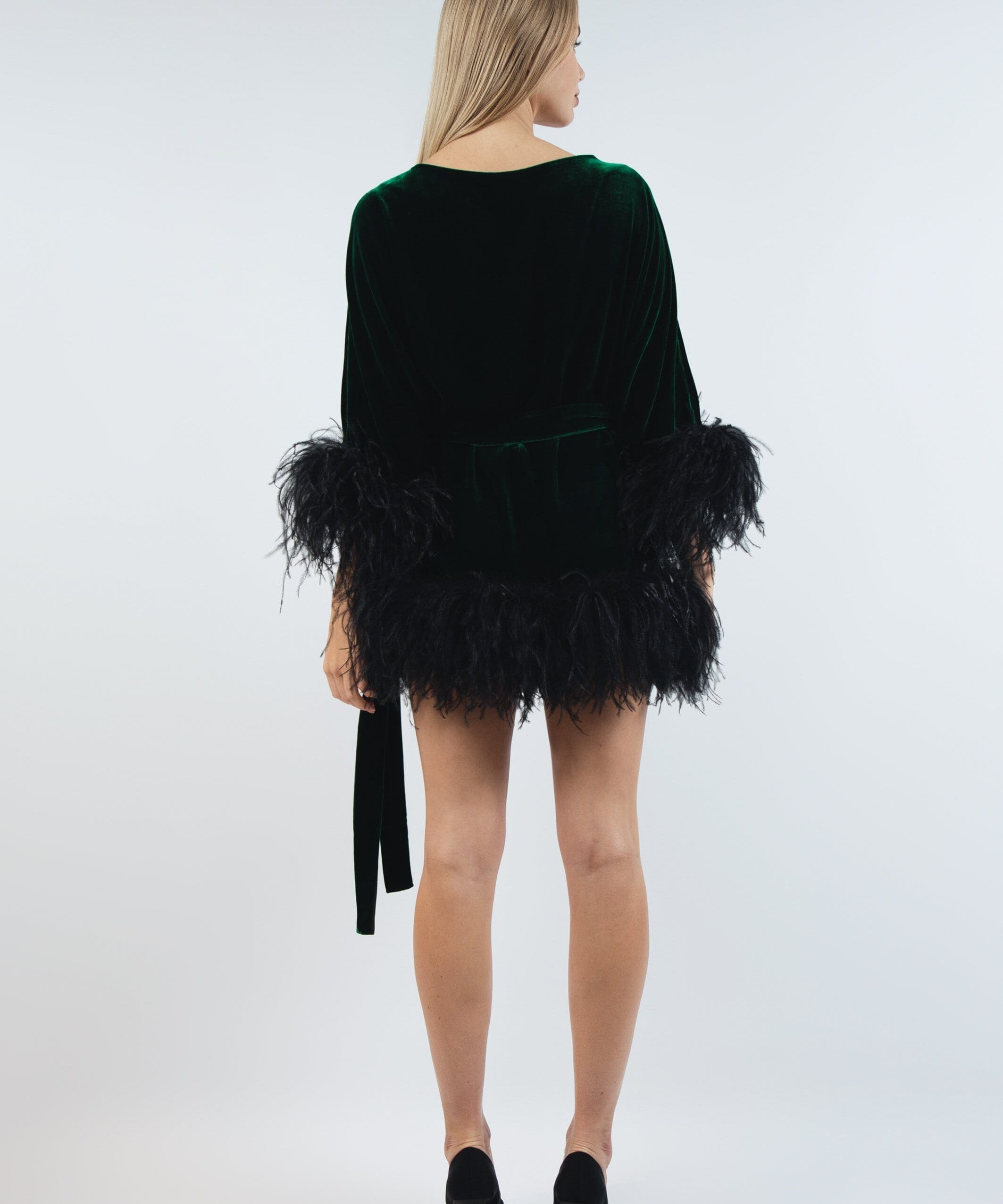  I Love With My Heart Silk Robe Dark Green Product Amoralle