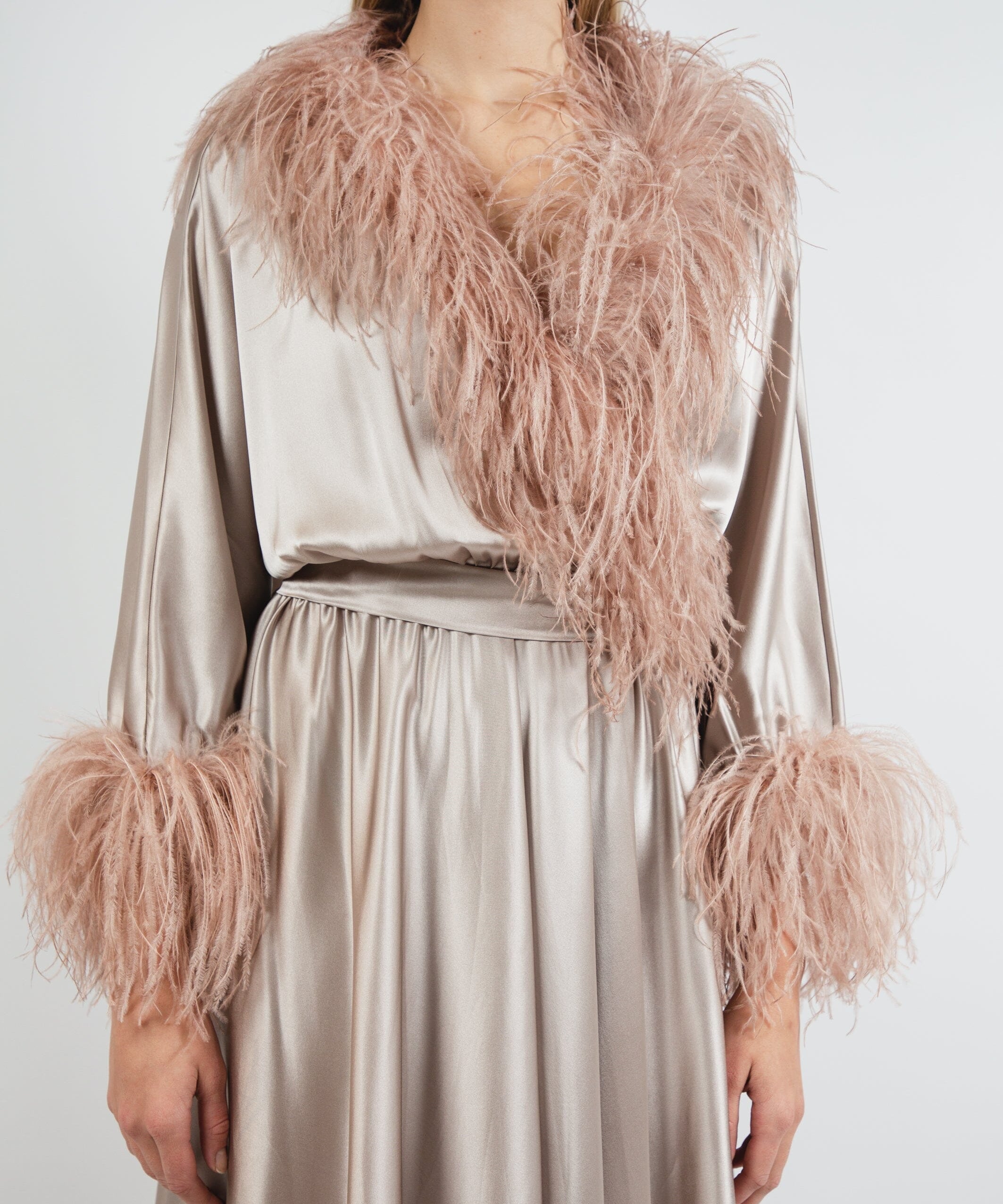  Lift Me Up Silk Robe Beige Product Amoralle