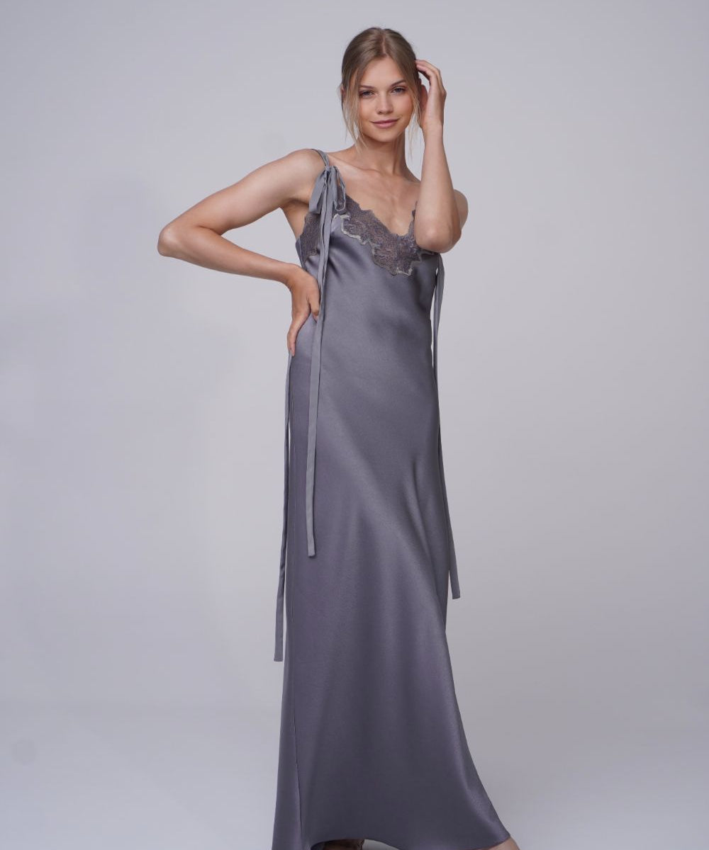  Come With Me Satin Slip Grey Product SIA Glamoralle