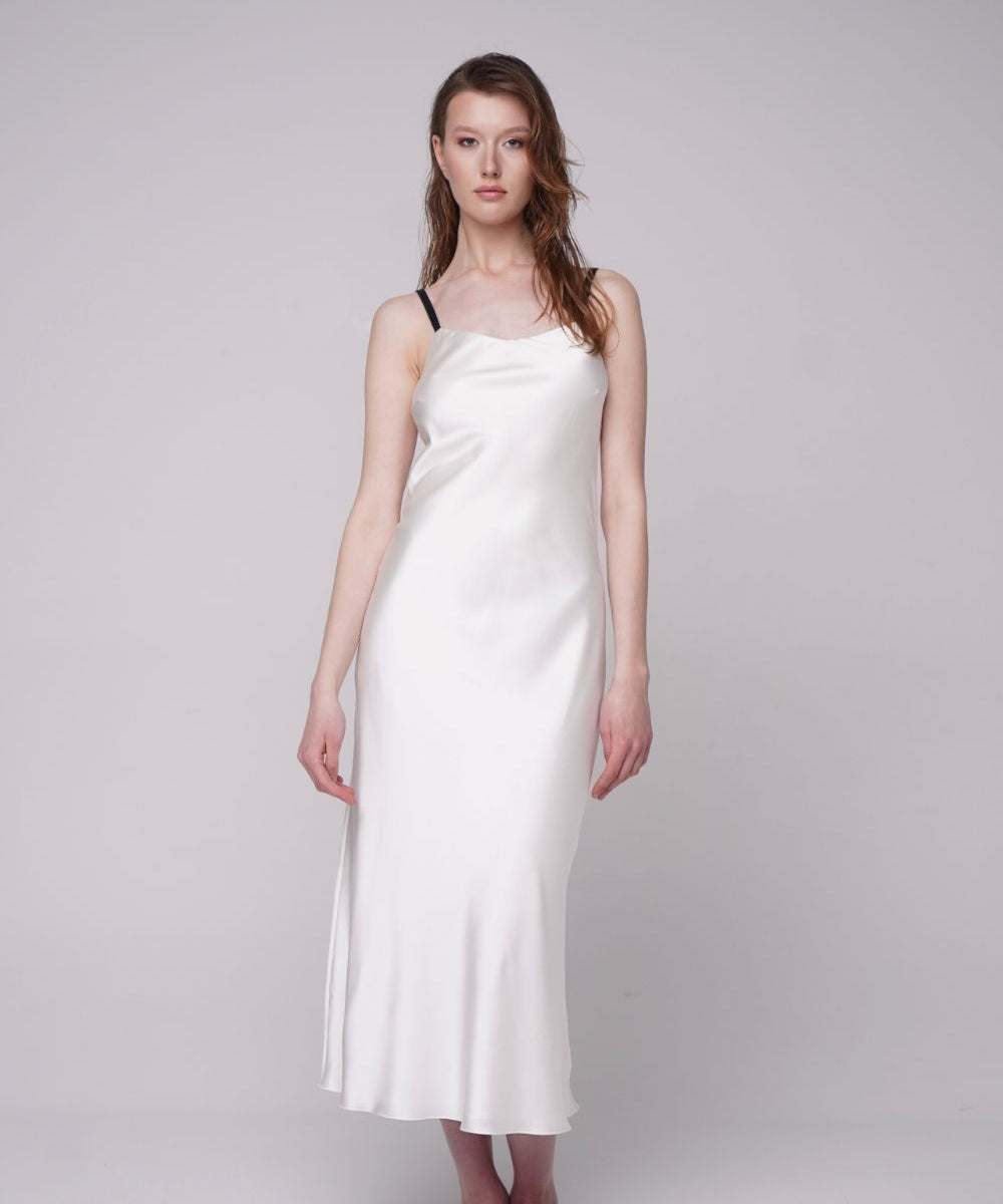  Silk Eternal Midi Slip White Product SIA Glamoralle